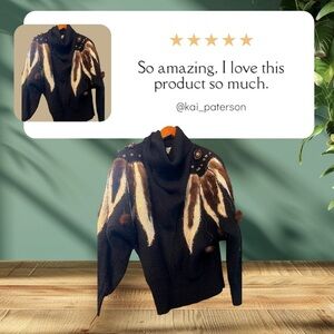 Black and Brown Women's Cowl Neck Sweater